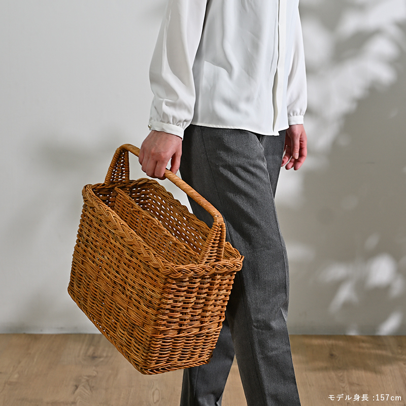 マガジンラック ラタンバスケット 籐かご スリッパラック おしゃれ