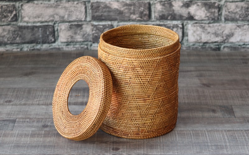 アジアン雑貨 バリ 収納ケース ゴミ箱 バスケット おしゃれ ラウンド