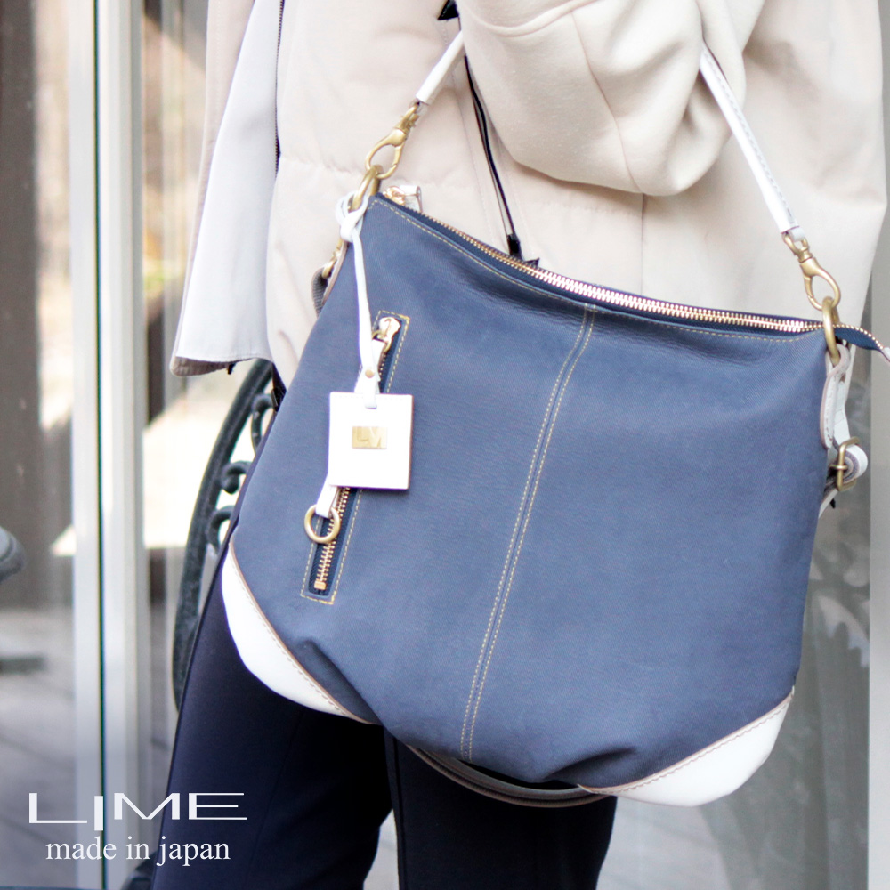 LIME made in japan ショルダーバッグ レディース 本革 デニムレザー