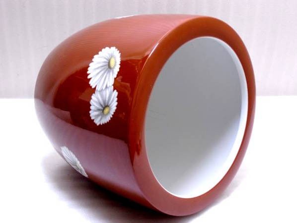 ノリタケ オールドノリタケ 朱地白菊紋火鉢 大正時代の製品 日陶会社