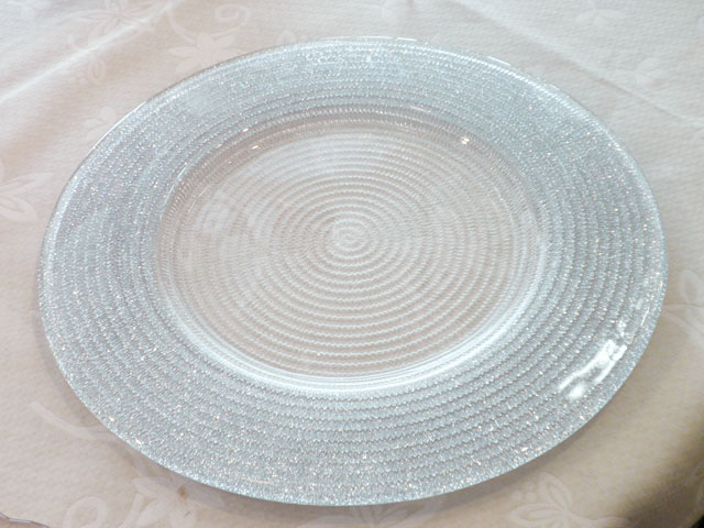 IVV イタリア製 ガラスプレート 皿 HELIX ヘリックス 31cm シルバー