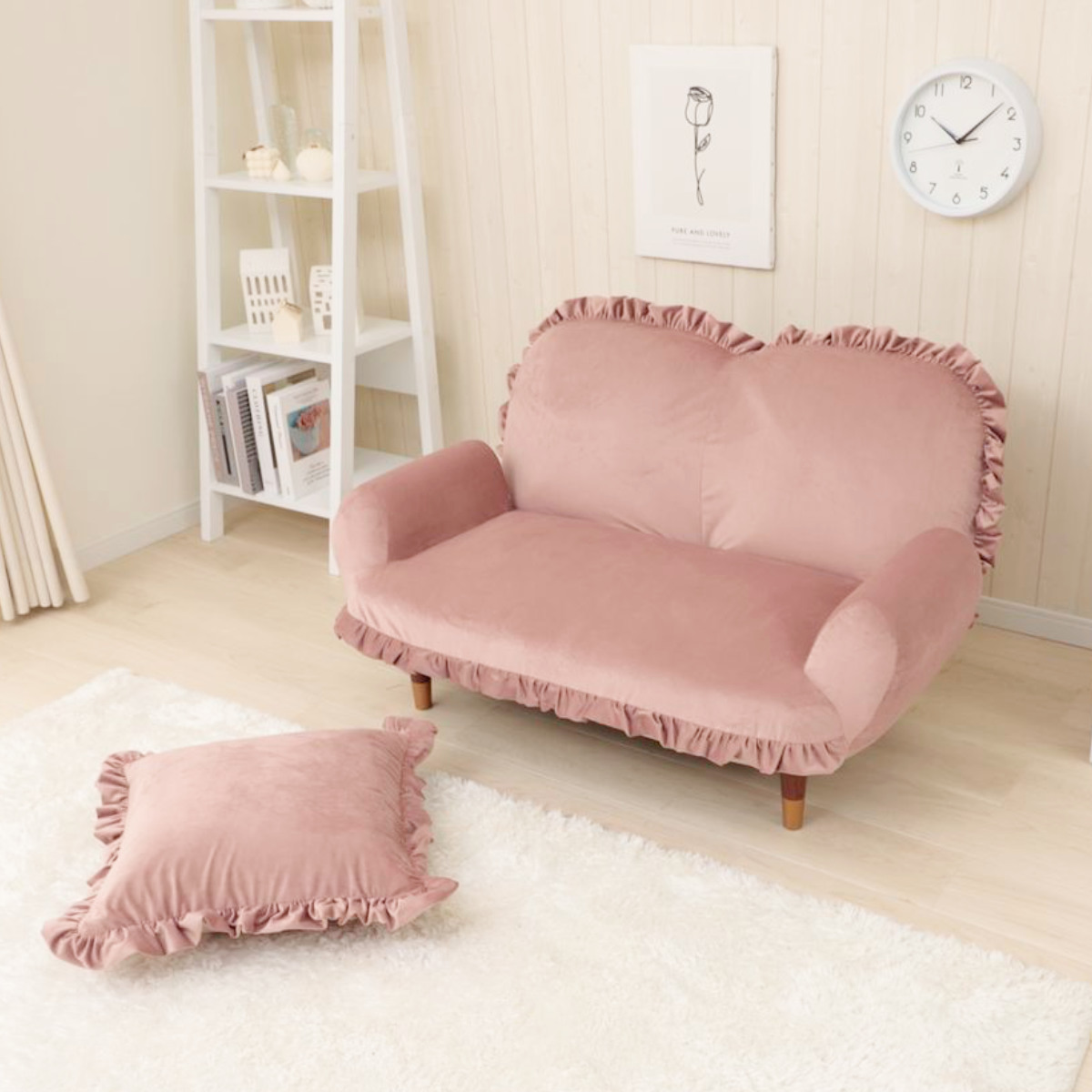 セルタン ソファ 2人掛け ベロア 脚取り外し可能 コンパクト