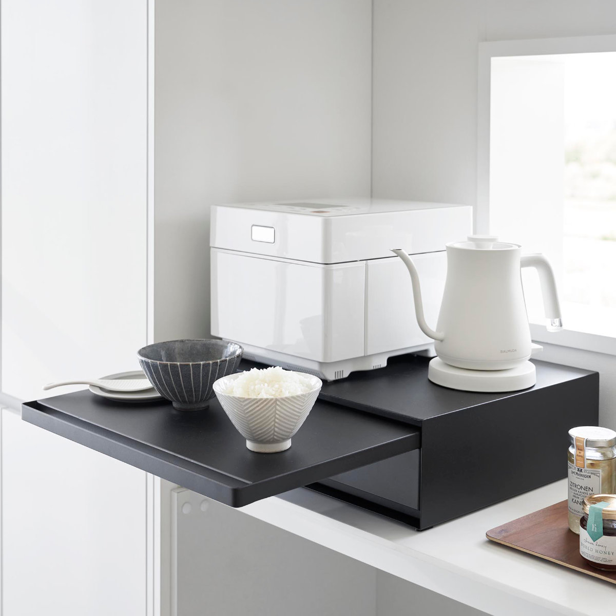 tower 山崎実業 ツーウェイ キッチン家電下引き出し＆スライドテーブル