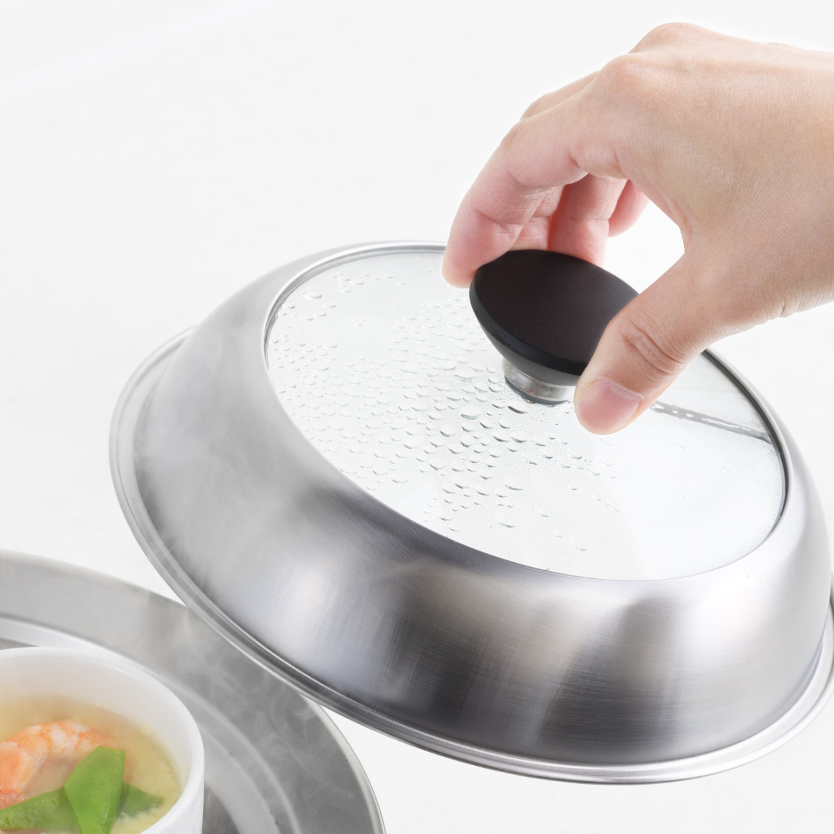 ヨシカワ お鍋用蒸し器 18〜20cm用 ガラス蓋付き 日本製 （ 蒸し器