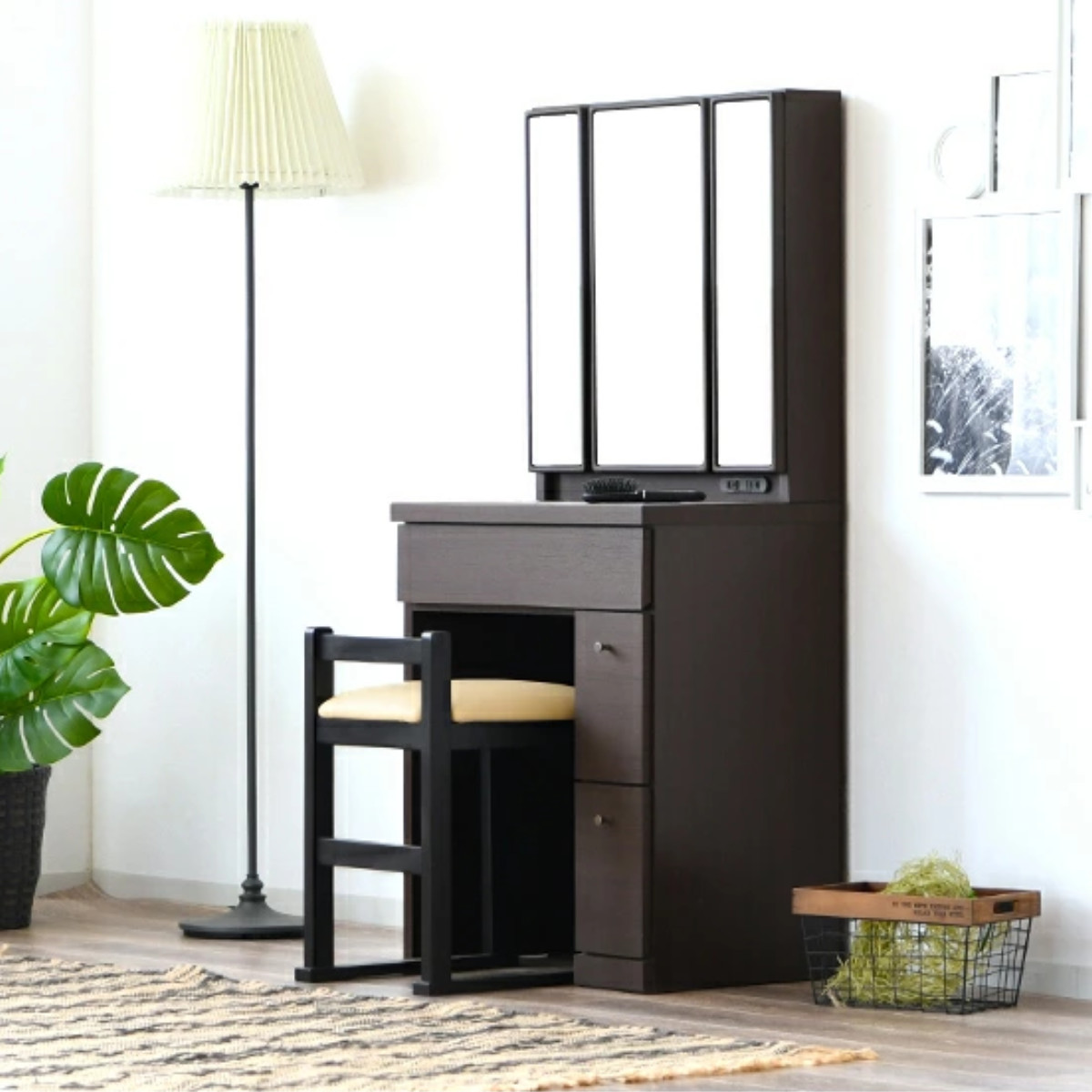 ドレッサー 鏡台 三面鏡 鏡裏収納 幅58.5cm プリマ （ 奥行41cm