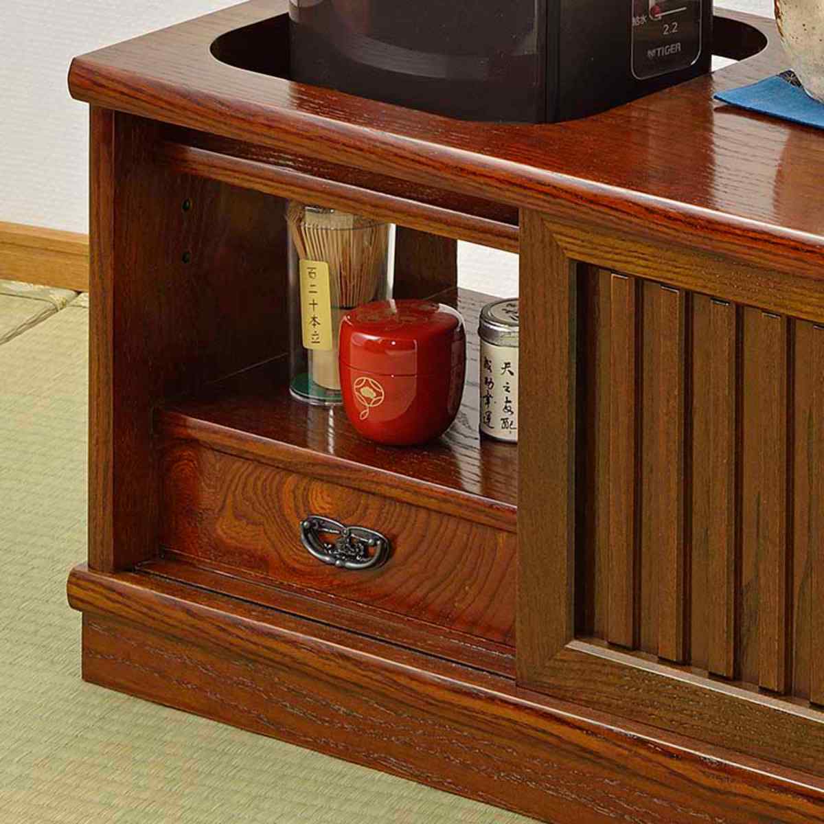 ケンホープ お座敷ワゴン けやき調 キャスター付 秋草 幅60cm （ 座敷