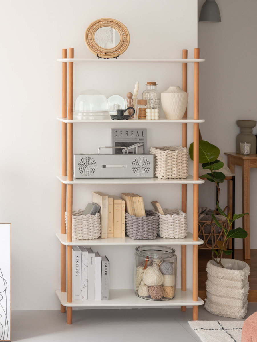 東谷 オープンラック 5段 簡単組立て 天然木フレーム 幅80cm （ ラック