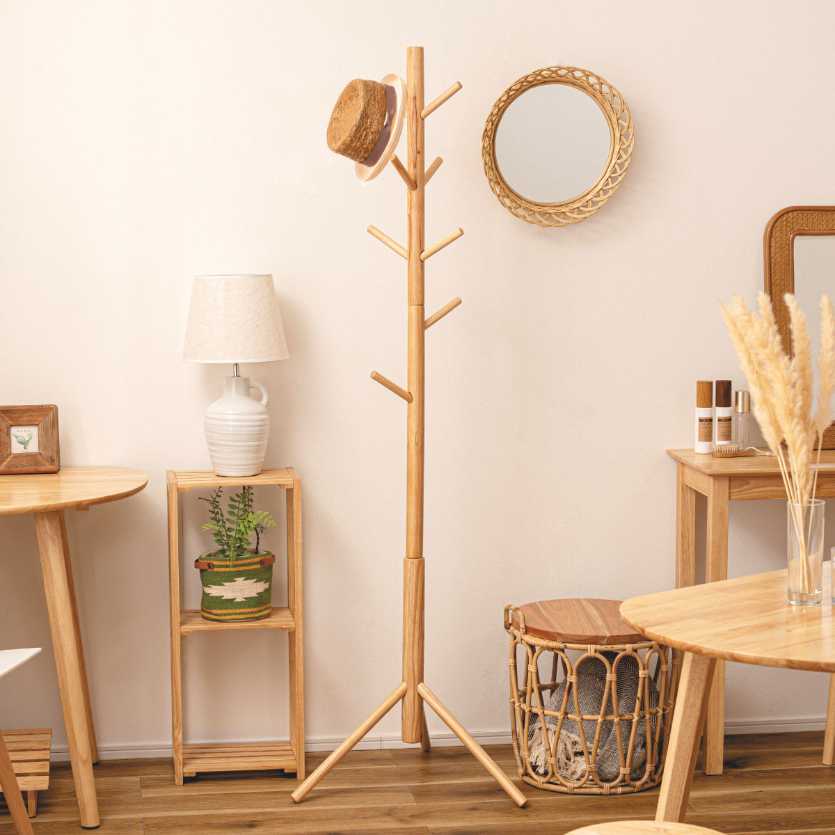 東谷 ポールハンガー 天然木 北欧風 幅50cm （ コートハンガー 木製