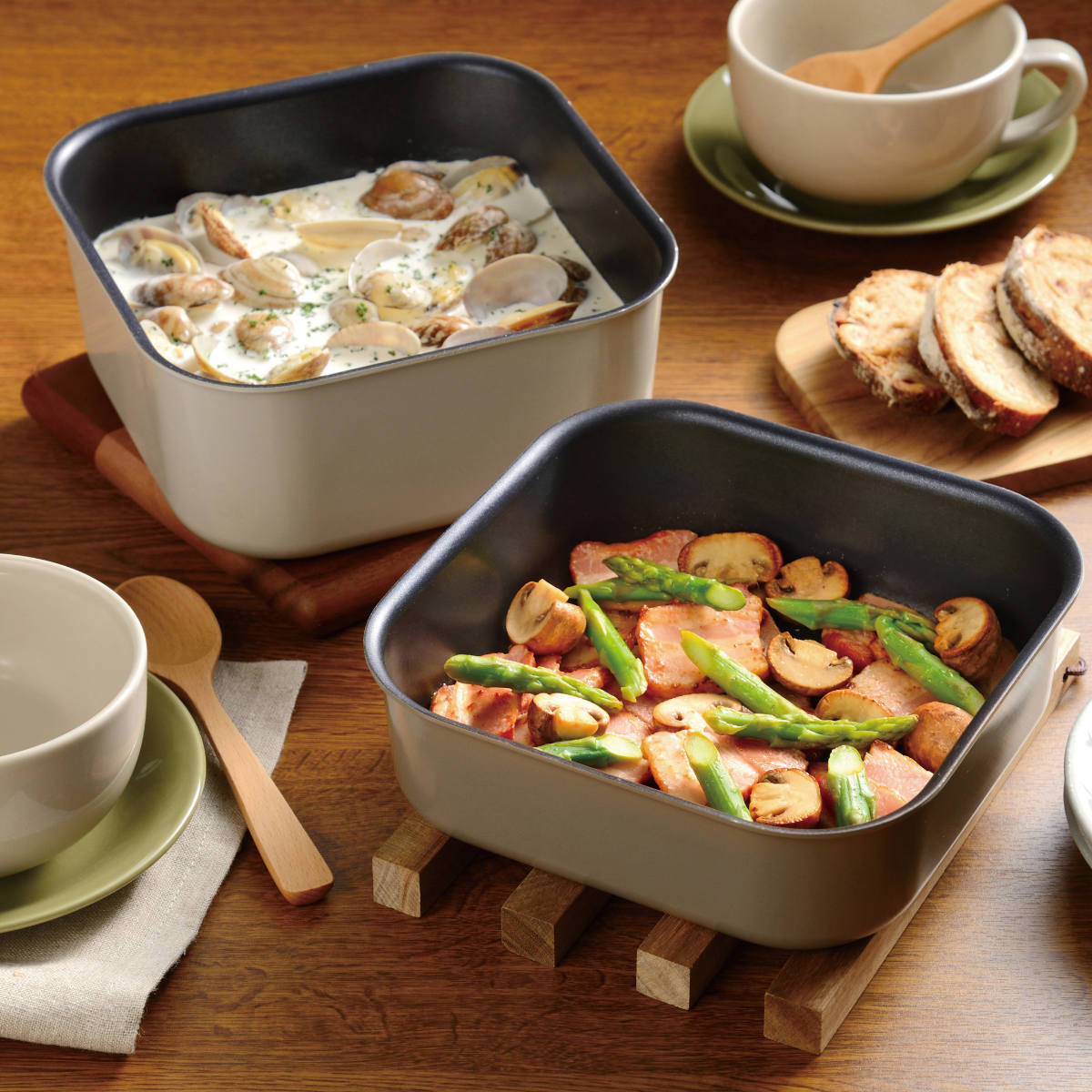 和平フレイズ フライパン・鍋 4点セット 18cm IH対応 角型 着脱