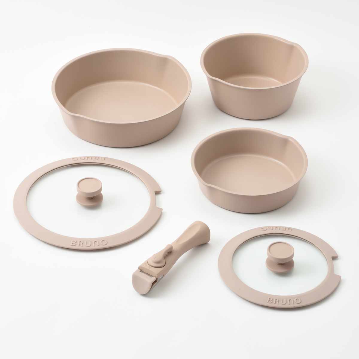 BRUNO（ブルーノ） フライパン 6点セット IH対応 着脱ハンドル式 蓋