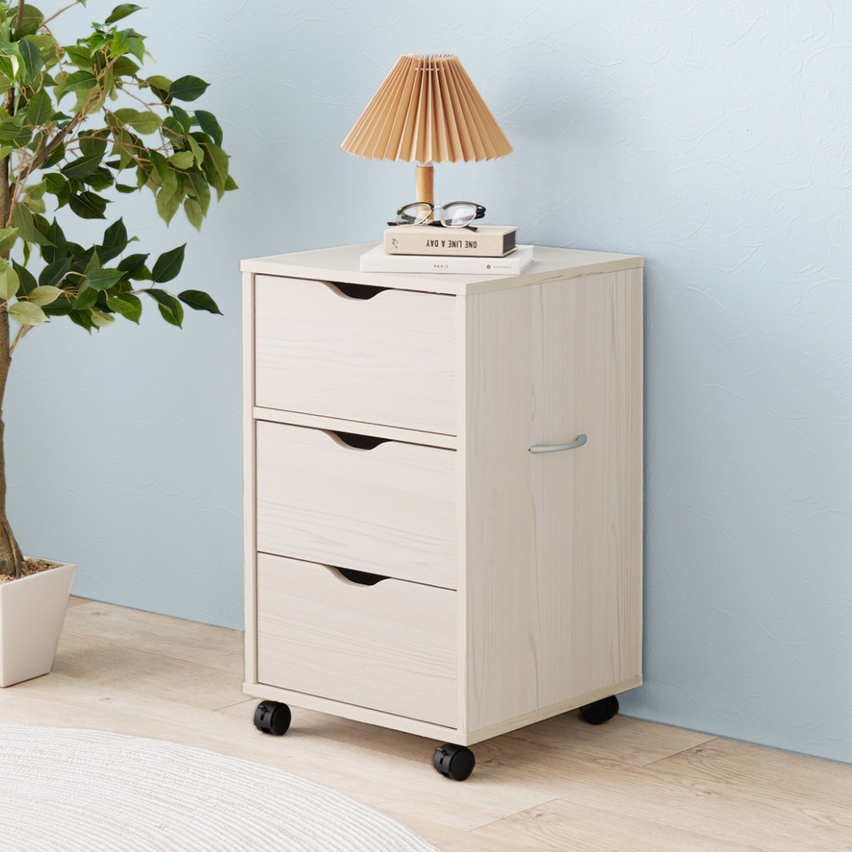 HAGiHARA（萩原） チェスト 幅40cm キャスター付き 引出し3杯