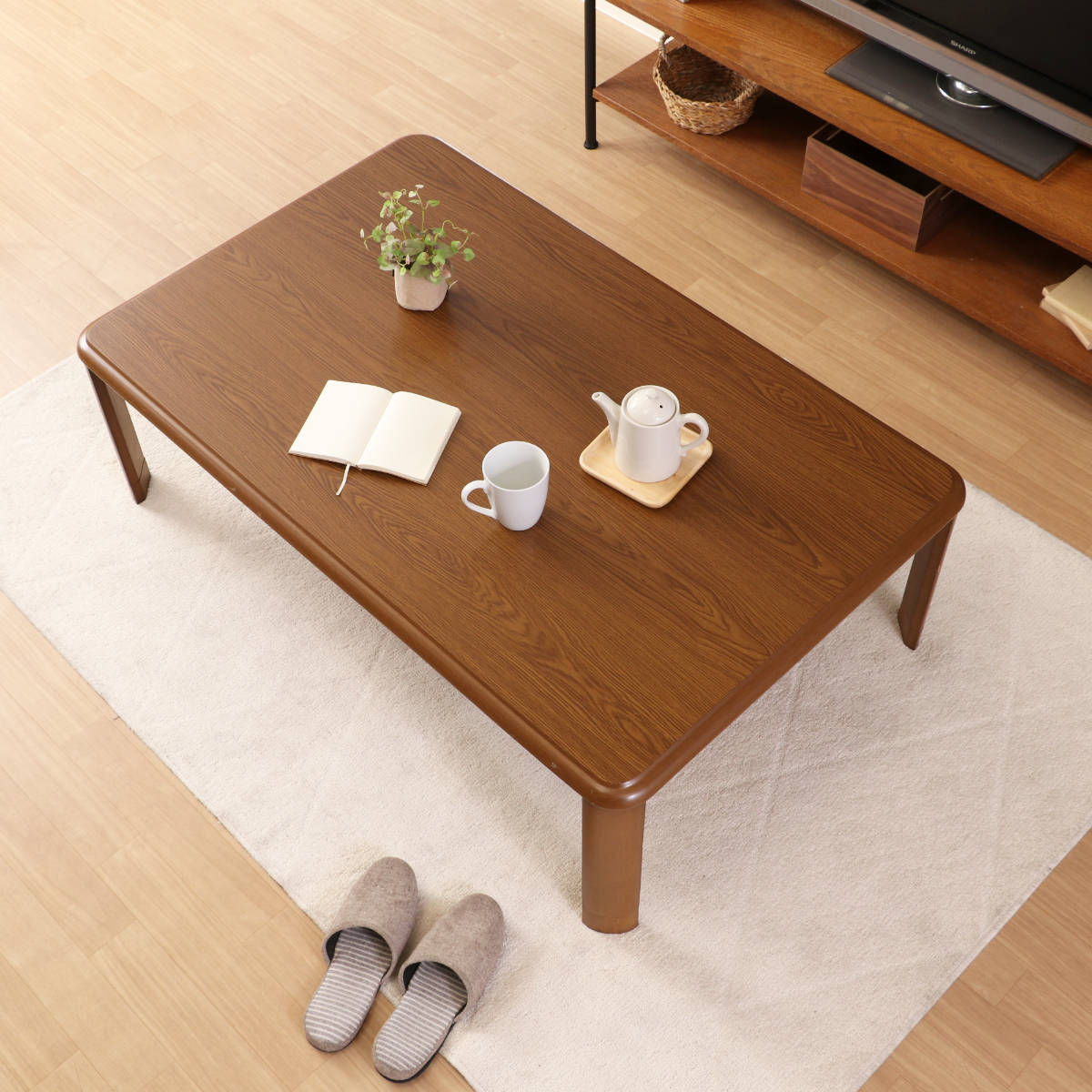 不二貿易（Fuji Boeki） ローテーブル 幅120×奥行75×高さ33・38cm 軽量