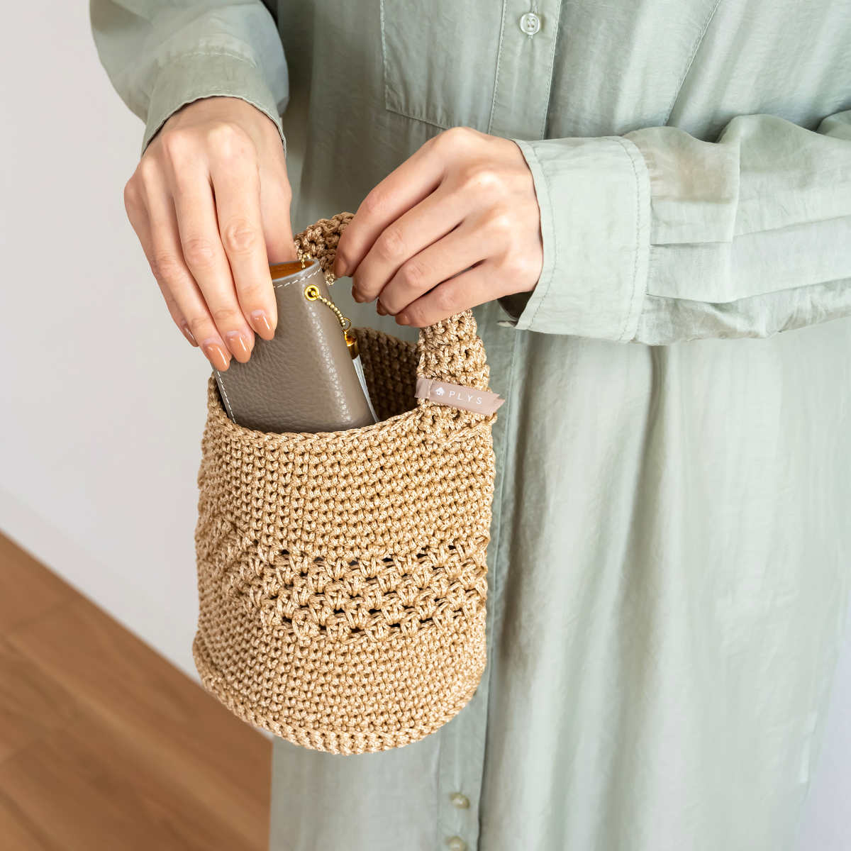 バッグ 手持ち マルシェシリーズ ワンハンドルバッグ 手編み 洗濯OK