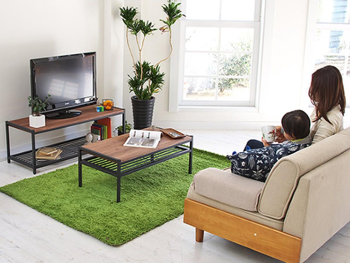 ローラック テレビ台 113x42cm 天然木 BRICK （ ローボード TV台