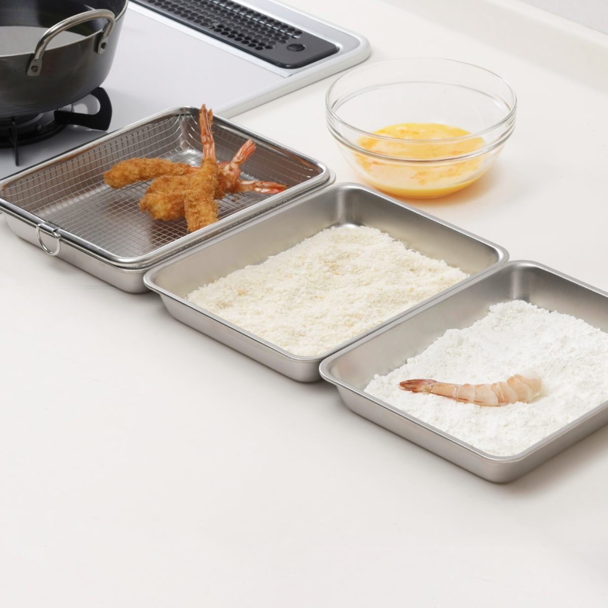 下村企販 バット＆ザル 4点セット 深型 ステンレス製 （ 調理用バット