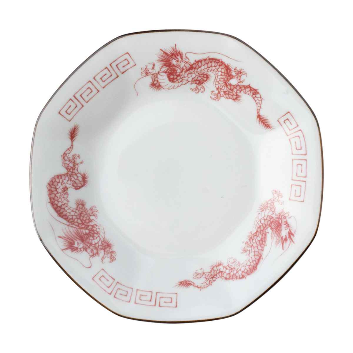 八角皿 プレート 19cm チャーハン皿 レトロ中華 磁器 （ 食洗機対応