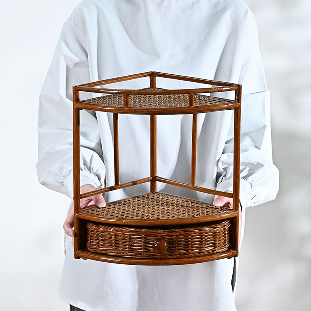 ミニラック 高さ32cm ラタン 軽量 天然木 （ ラタンラック ラック 収納