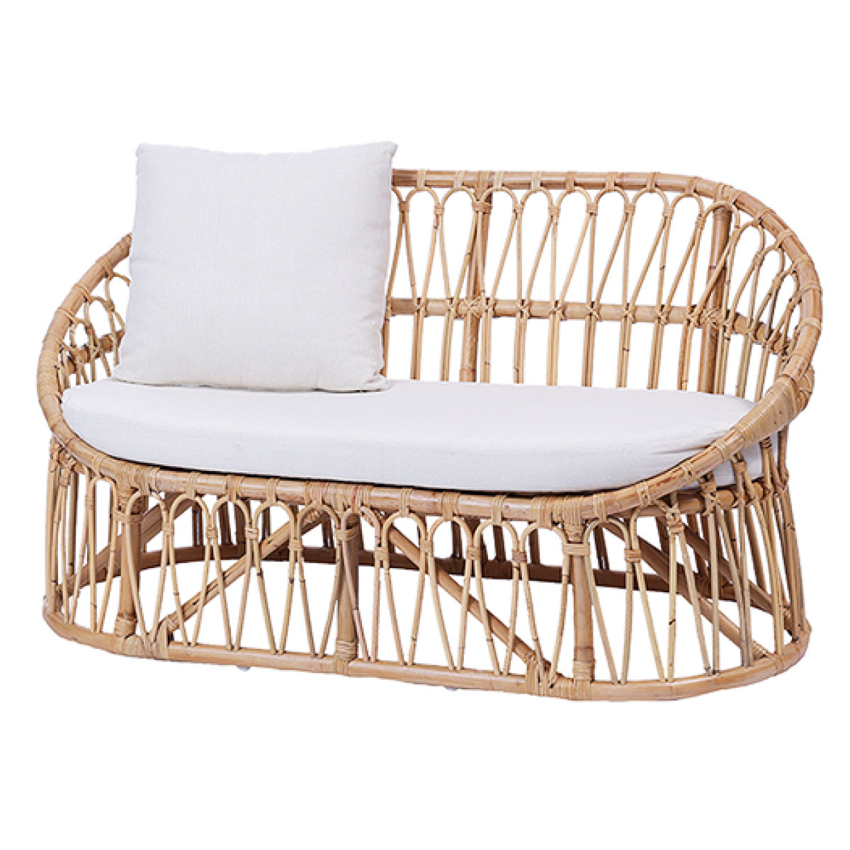 ラタンソファ ラタン 2人掛け 座面高37cm クッション付 Breeze （ 開梱