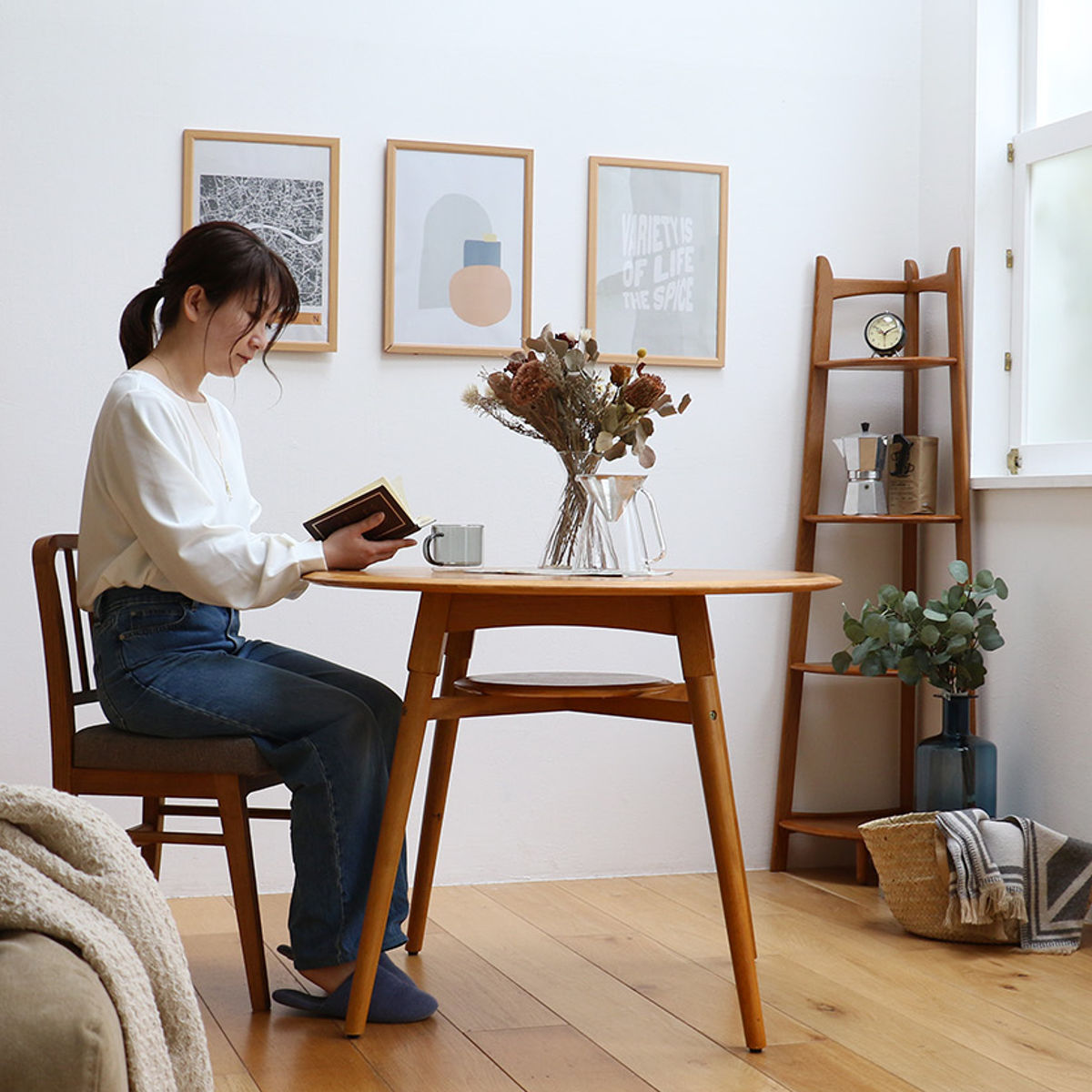 コーナーラック 幅35cm 4段 天然木 OAKER （ シェルフ 棚 コーナー