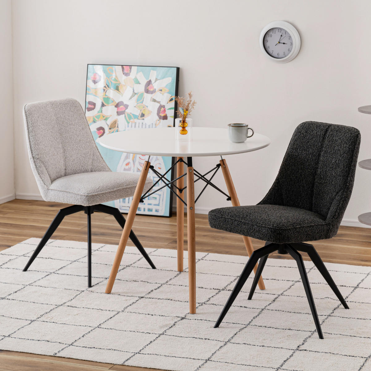 東谷 ダイニングチェア 座面高49cm 回転 ファブリック （ チェア