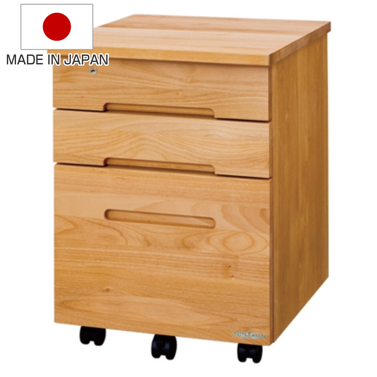 堀田木工所 デスクワゴン キャスター付 3段 幅42.1cm 学習机用 共通袖