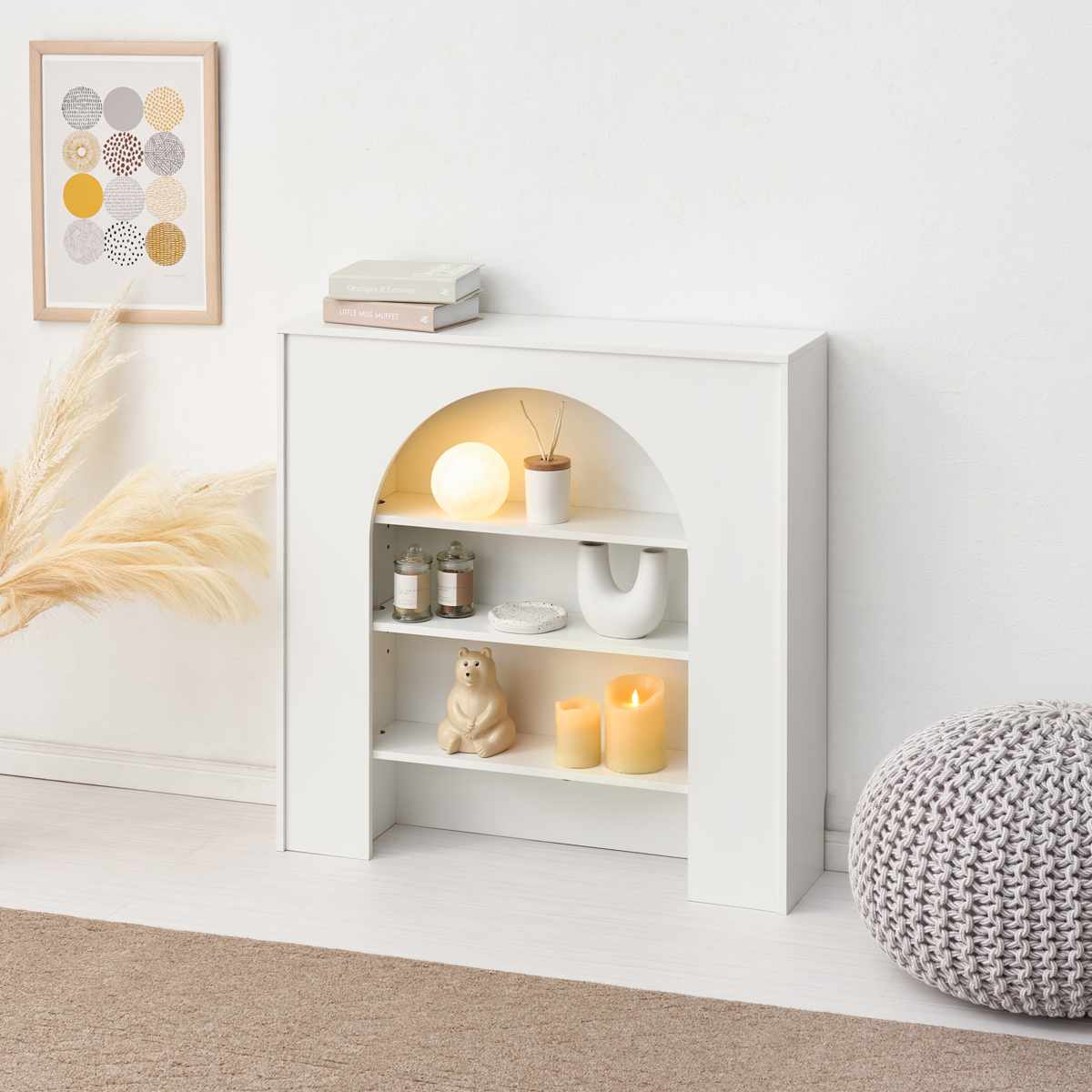 マントルピース 幅80cm 完成品 可動棚 （ オープンラック 棚 ラック