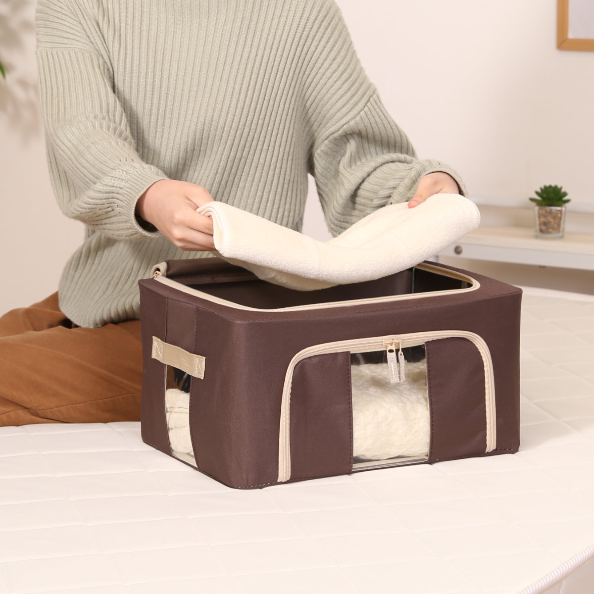 不二貿易（Fuji Boeki） 収納ボックス 22L 窓付き 積み重ね収納