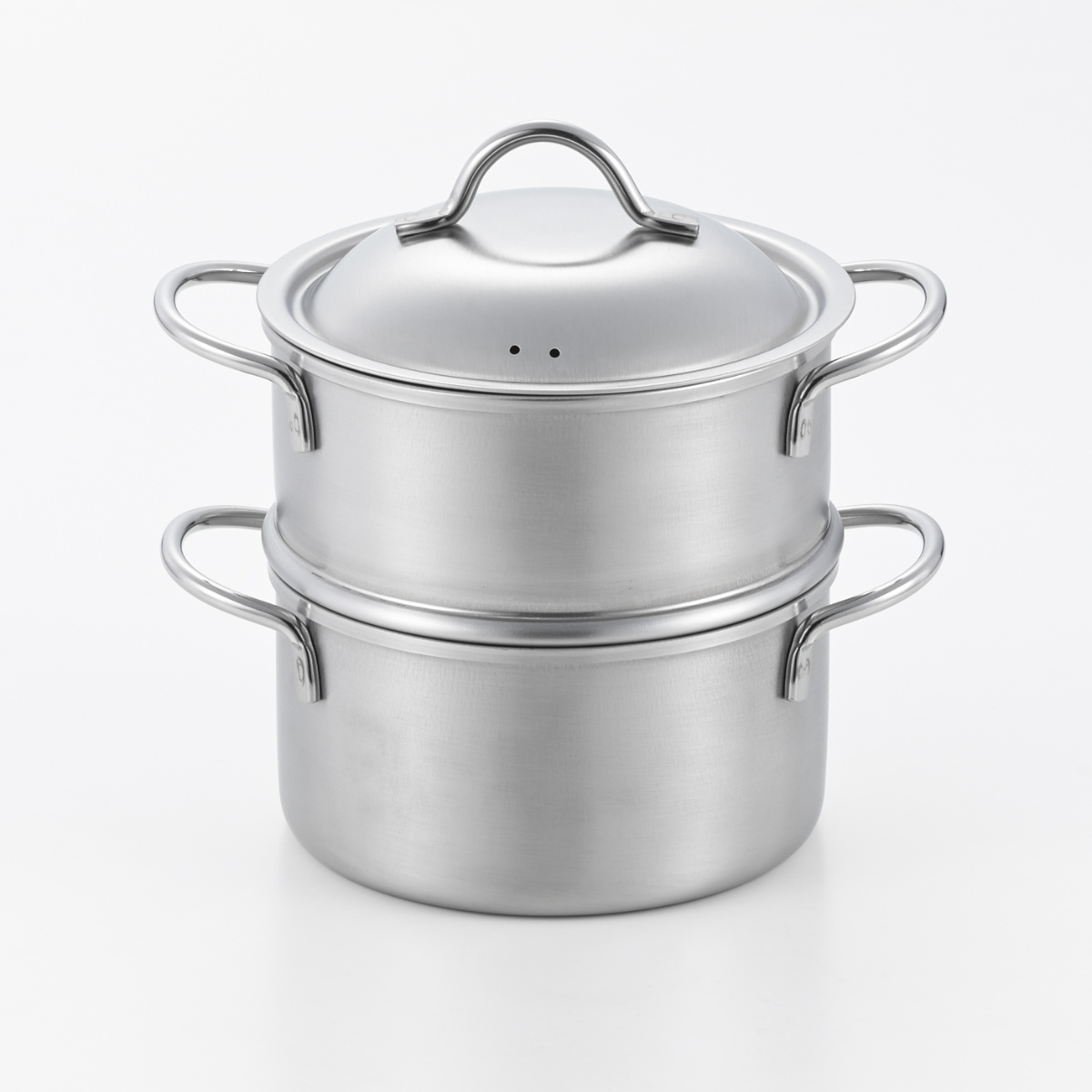 郷技 両手鍋 14cm IH対応 2段蒸し器付き ステンレス製 日本製 （ ガス