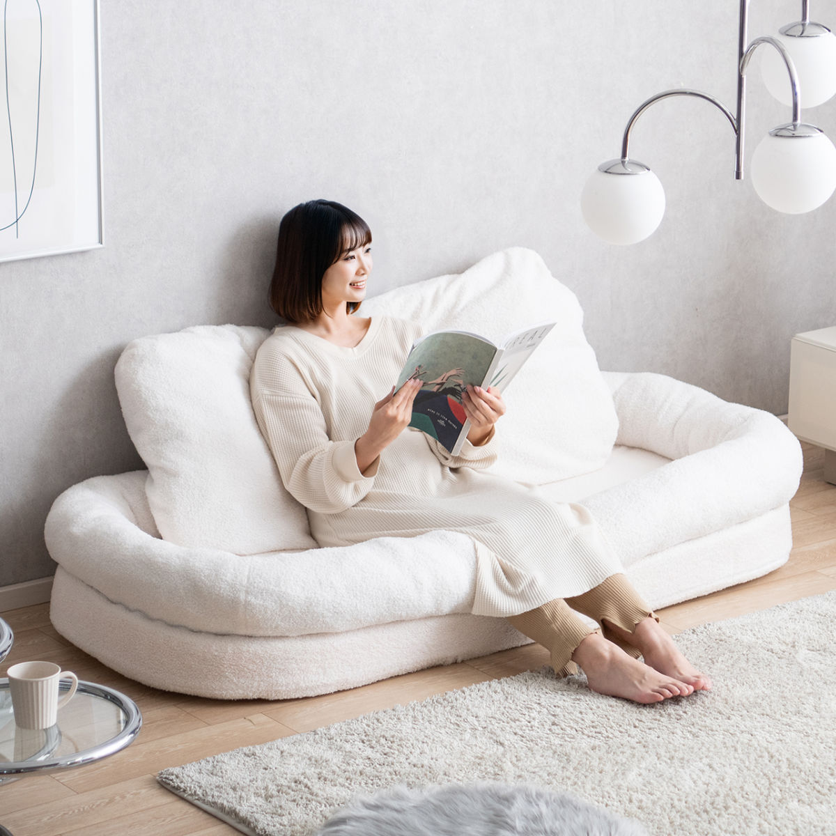 座椅子 1人用 大判サイズ 3way リクライニング18段階 ふわとろソファ