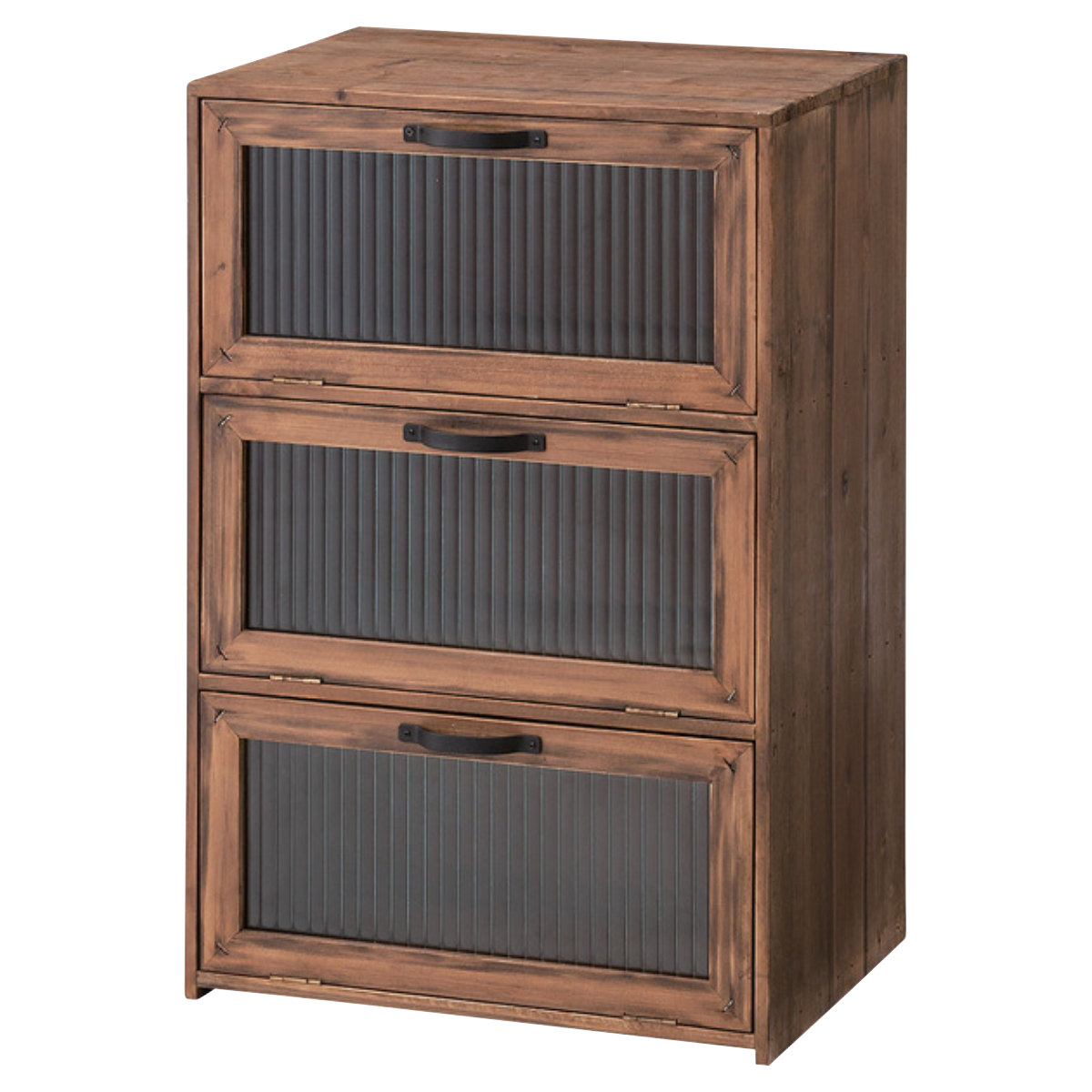 東谷 ガラスキャビネット 幅40cm 3段 フラップ扉 Toreno 天然木