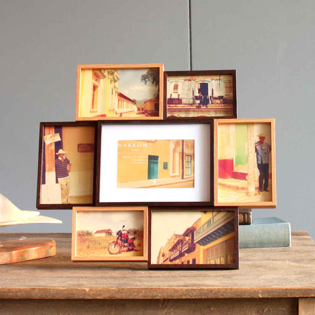 フォトフレーム Harrow 7 L判 KG判 スタンド 壁掛け 7面 木製