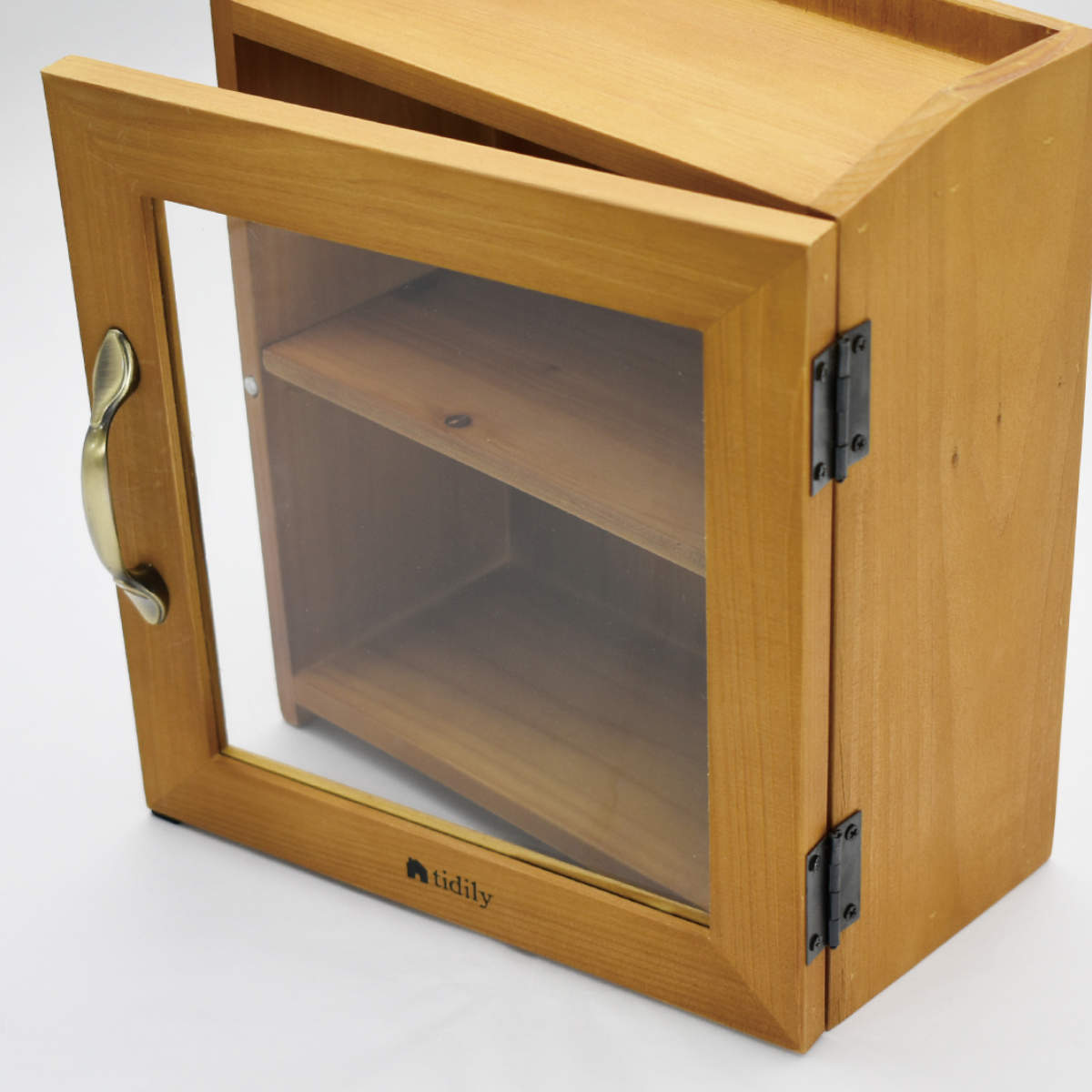 現代百貨 ミニキャビネット 木製 2段 ガラス扉付き tidily （ 小物収納