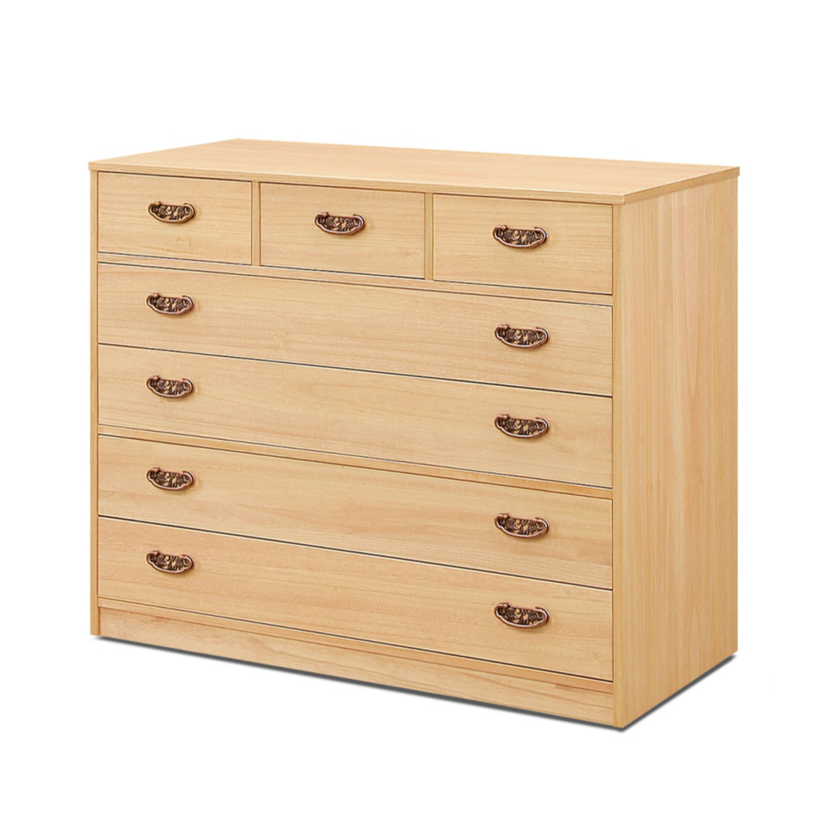 マーゼルン 総桐 隠しキャスター付 チェスト 5段 柿渋染め 日本製 幅