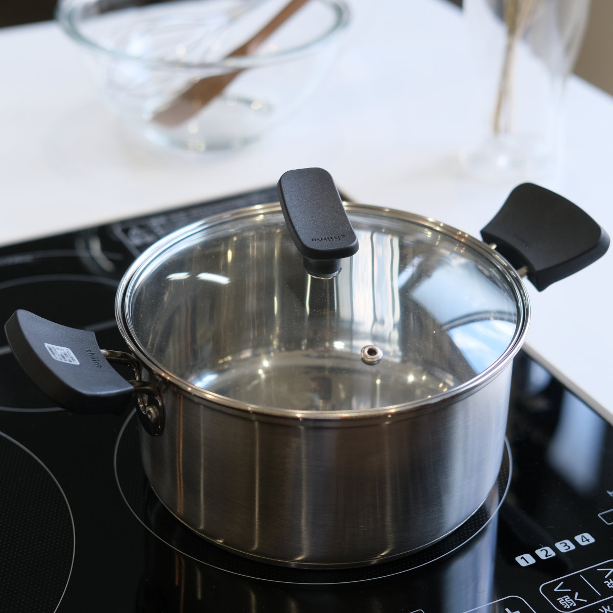 パール金属 両手鍋 18cm IH対応 チーノ ステンレス製 3層底 ガラス蓋