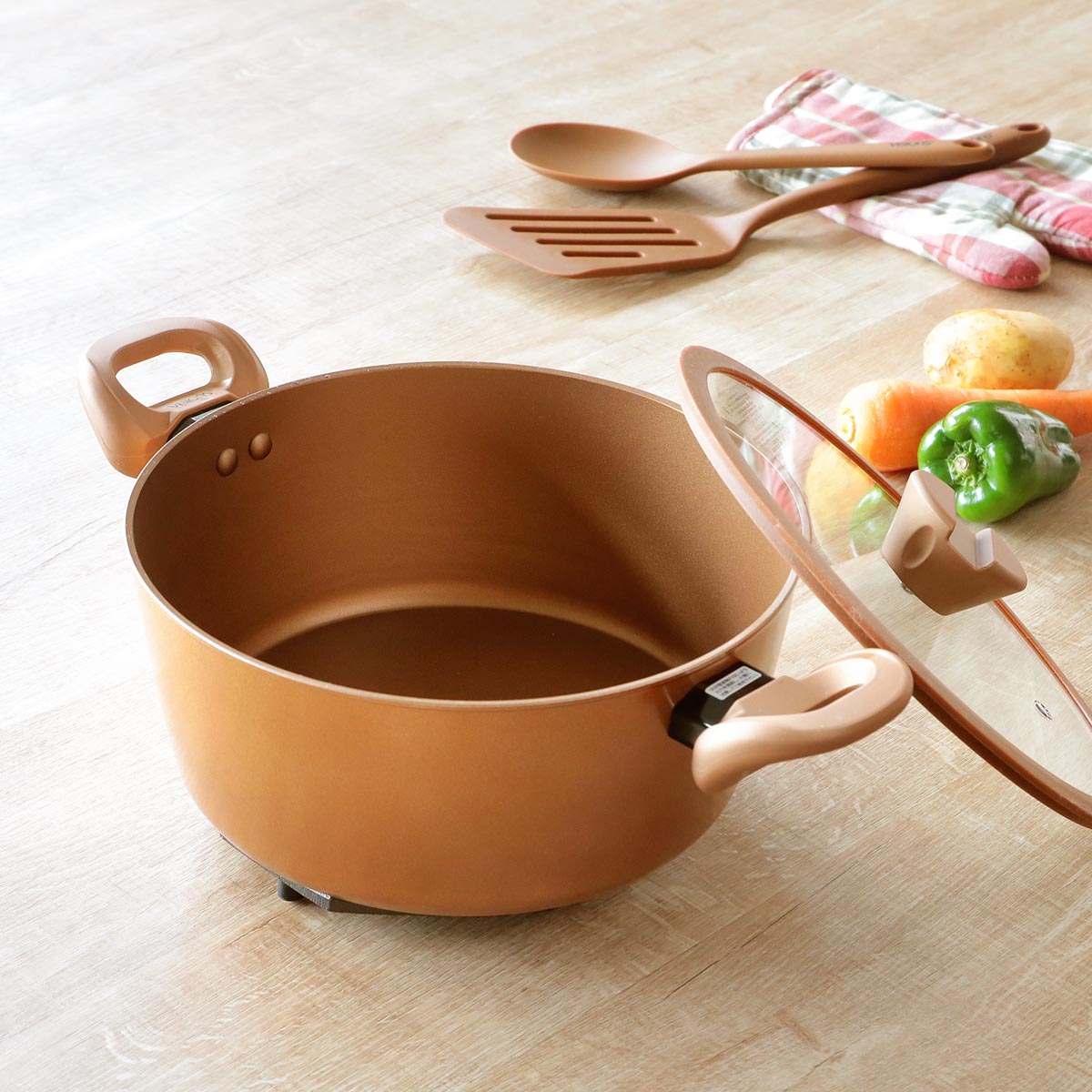 パール金属 両手鍋 24cm IH対応 VISIONS GOLD Coating シチューポット