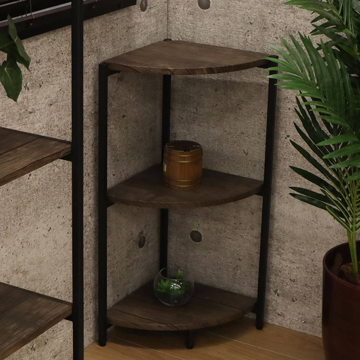 コーナーラック 3段 ヴィンテージ調 スチールフレーム バルネ 幅30cm