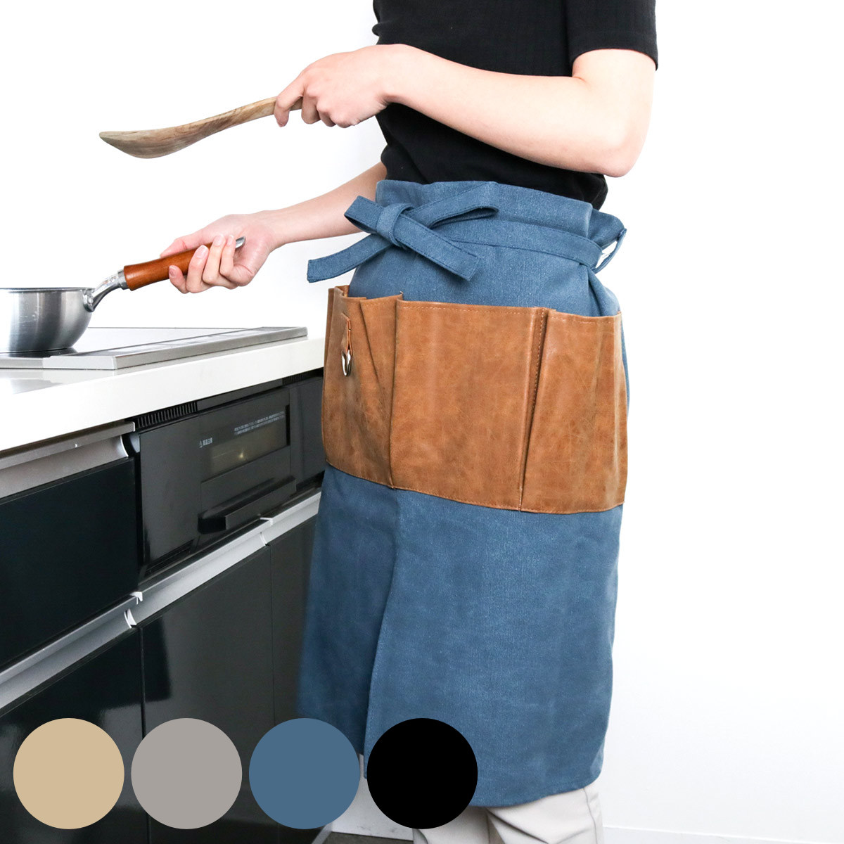 エプロン マルチワークギャルソン （ ポケット付き ループ付き レザー