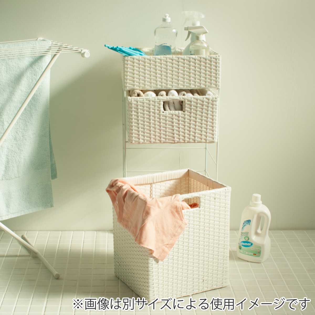 藤栄 ランドリーチェスト 4段 幅40cm 高さ100cm ラタン調 完成品