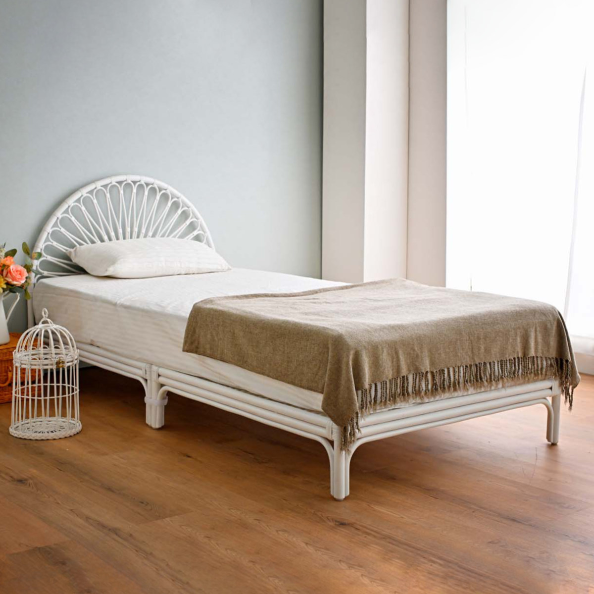 籐 ベッド シングル 姫系 Fiore （ ラタン フィオーレ ベッドフレーム