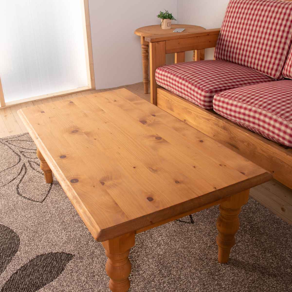 ローテーブル 小さめ 幅105cm 天然木 カントリー調 （ センター