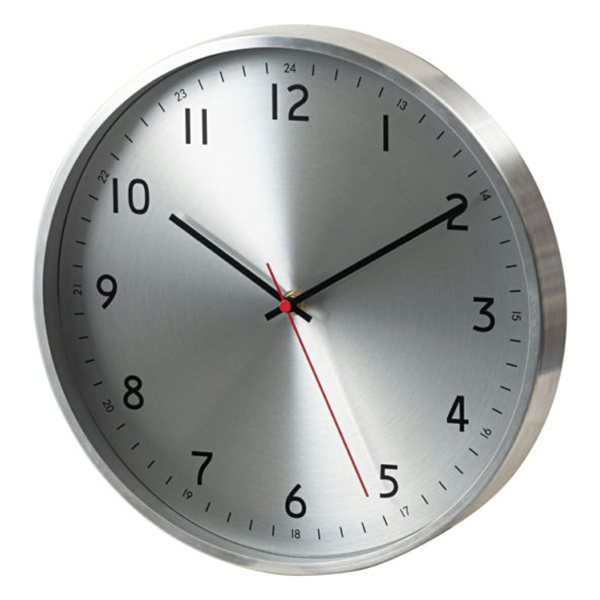 掛け時計 静音 ガラス アルミフレーム ウォールクロック （ クロック