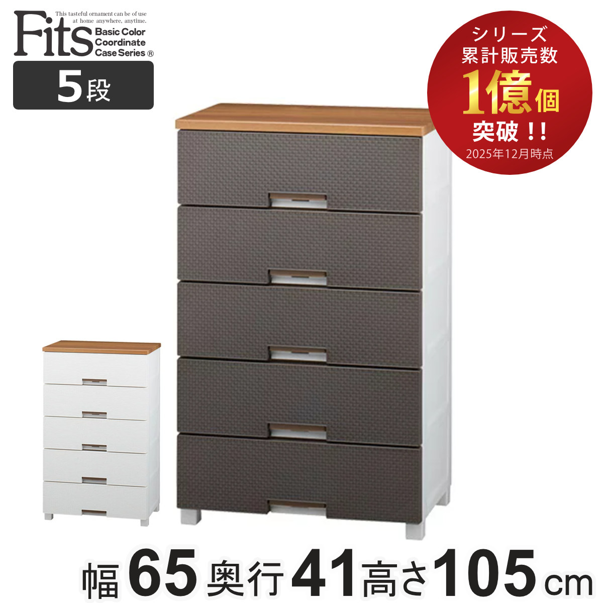 Fits チェスト フィッツプラス メッシュ 5段 幅65×奥行41×高さ105cm