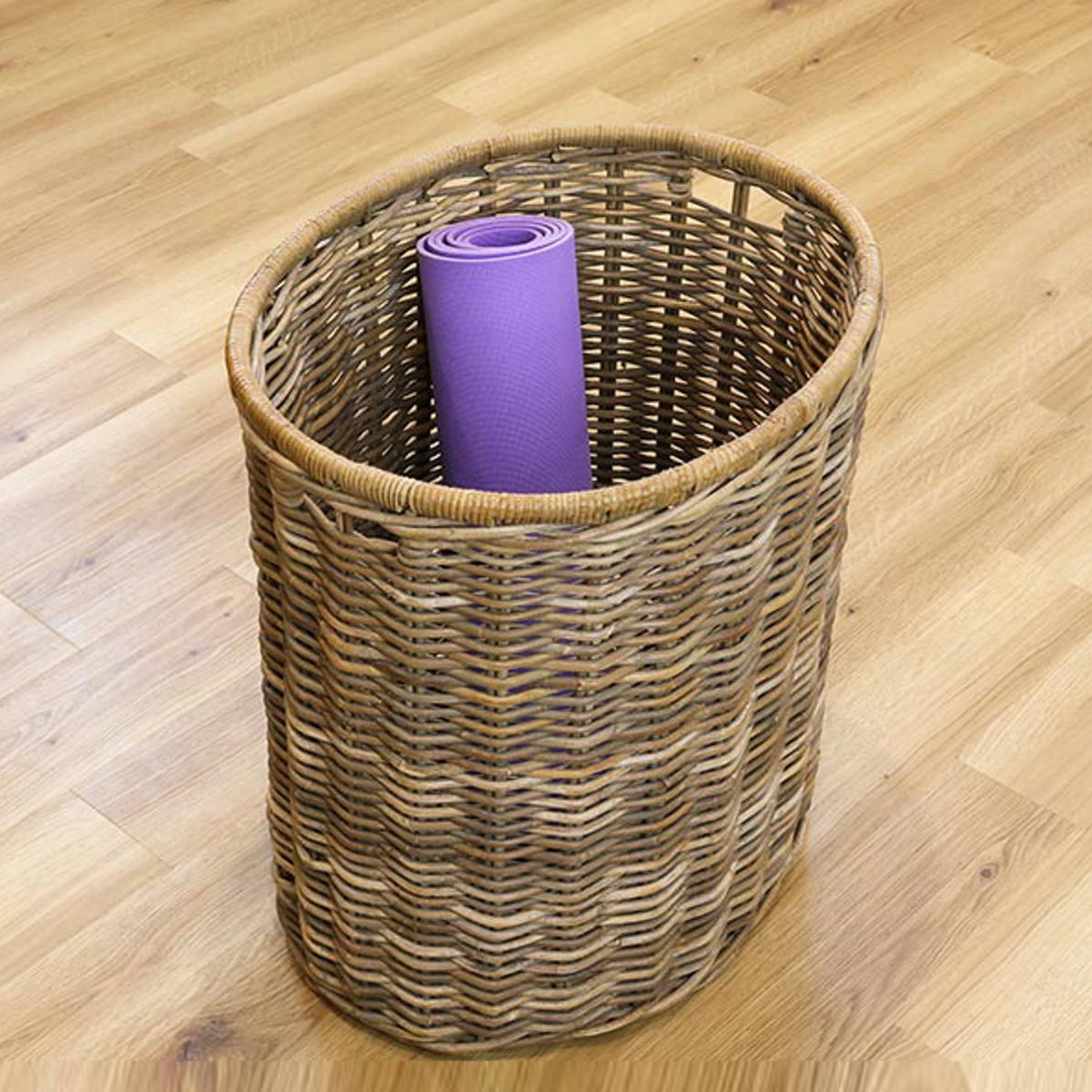 バスケット ラタン 幅66×奥行53×高さ69 持ち手付き かご 大きい