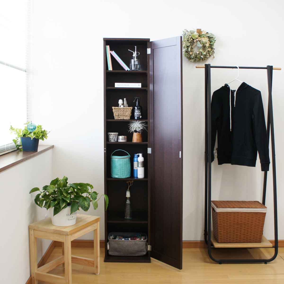 ボックスミラー ミラー付き収納棚 （ ミラー 鏡 収納棚