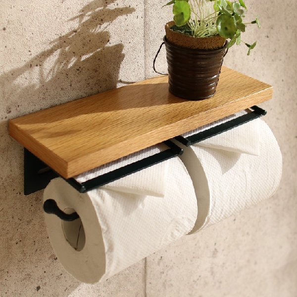 トイレットペーパーホルダー 2連 TAO アンティーク 木製 （ ペーパー