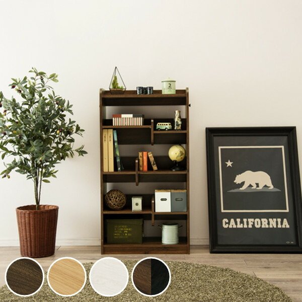 HAGiHARA（萩原） ディスプレイラック 4段 段違い棚 オープンラック 幅