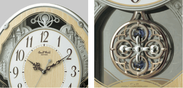 RHYTHM 振り子時計 スモールワールドクラッセ 30曲収録 電波時計