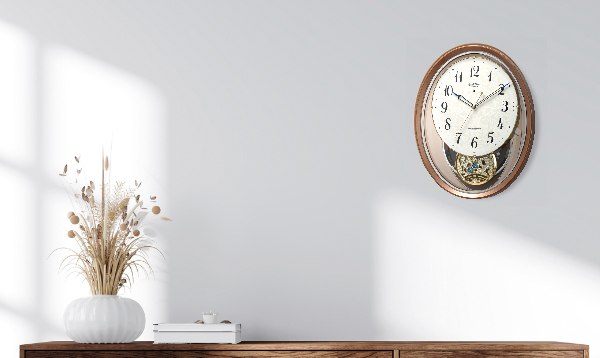 RHYTHM 振り子時計 スモールワールドエアルN 18曲収録 電波時計