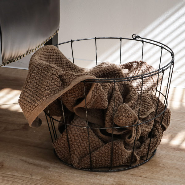 ちどり産業 ランドリーバスケット アンティーク 洗濯かご 丸型