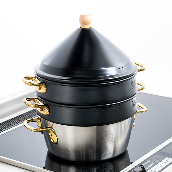 せいろ 24cm 蒸籠 ブラック 6点セット ステワ 蓋 両手鍋 蒸し器 業務用